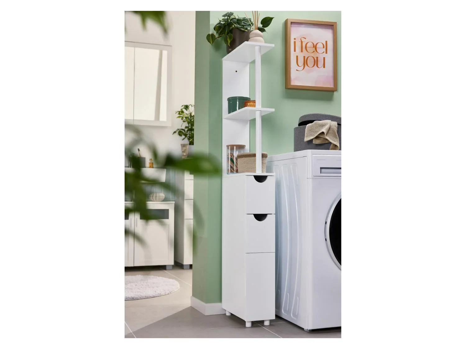 LIVARNO Meuble de rangement troit, 15,2 x 136,5 x 33 cm, blanc
