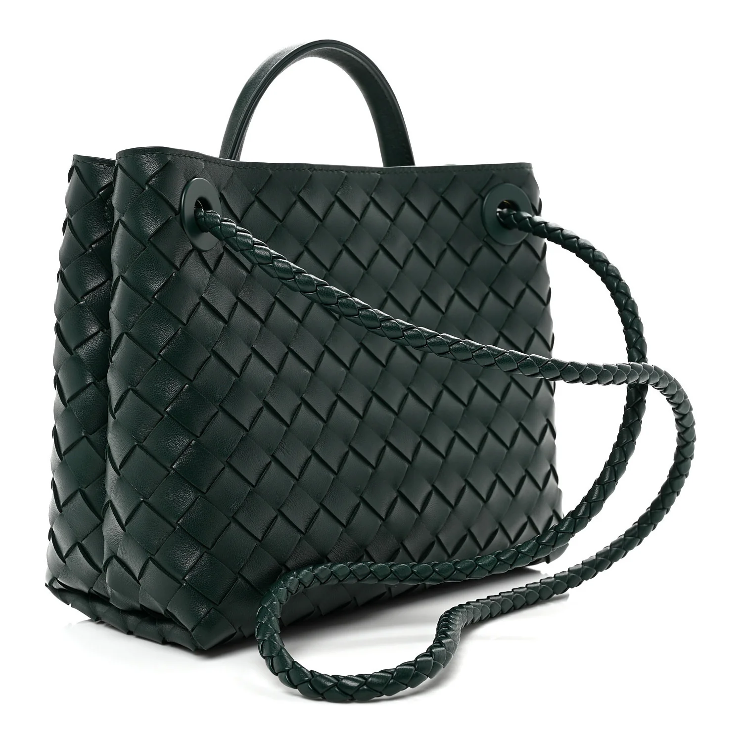 Nappa Intrecciato Small Andiamo Shoulder Bag Emerald Green