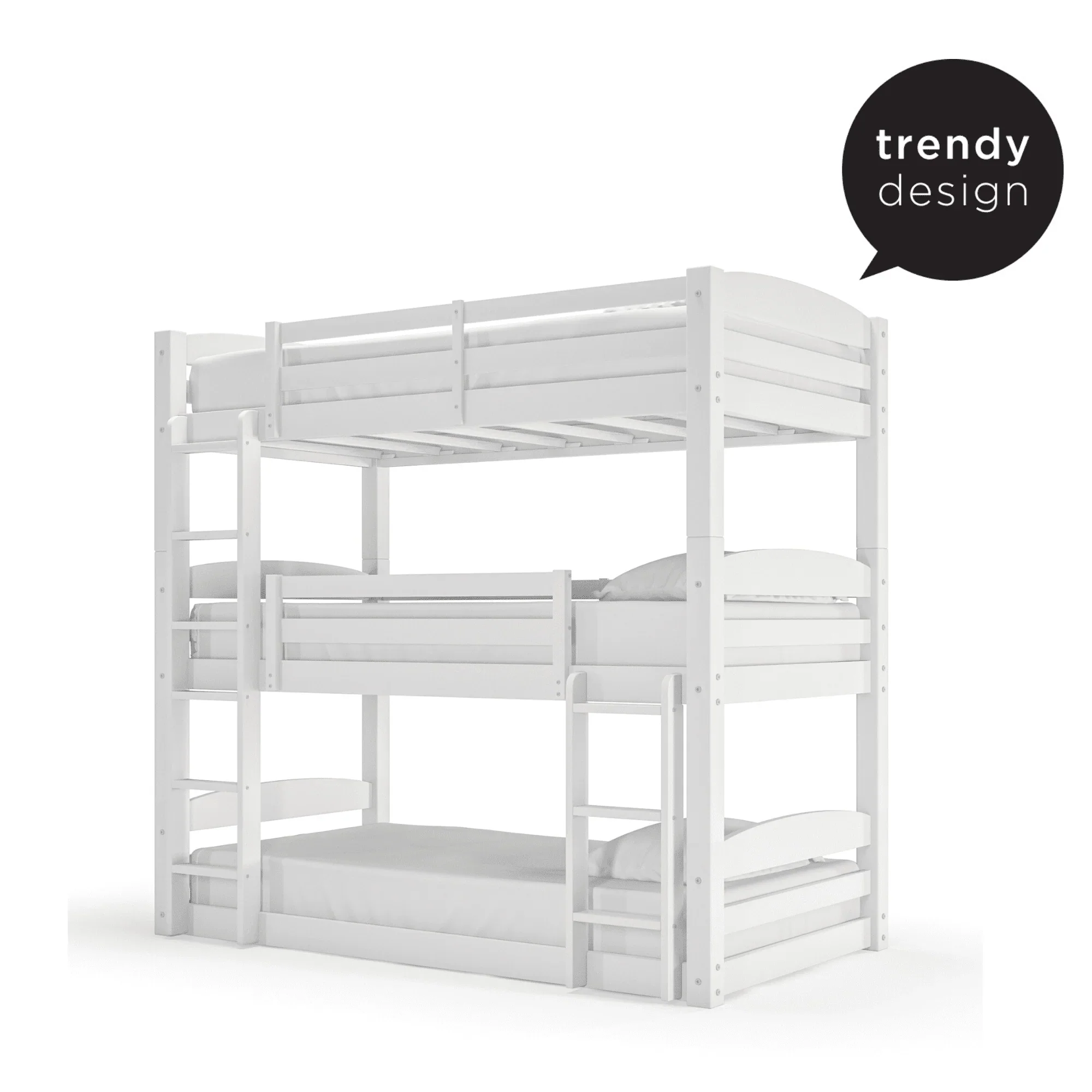 Better Homes and Gardens Tristan Kids' Convertible Triple Bunk Bed, Twin Over Twin Over Twin, White