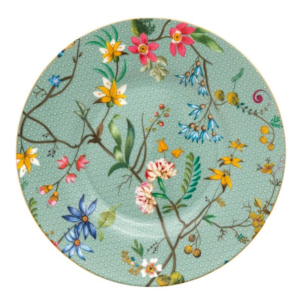 Jolie Petit Four Flowers tallerken 12 cm lyseblå