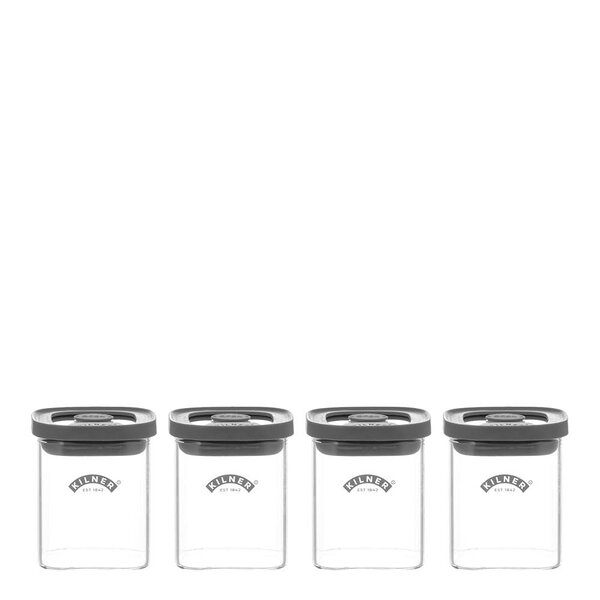 Fresh krydderkrukkesett 4 deler glass/grå