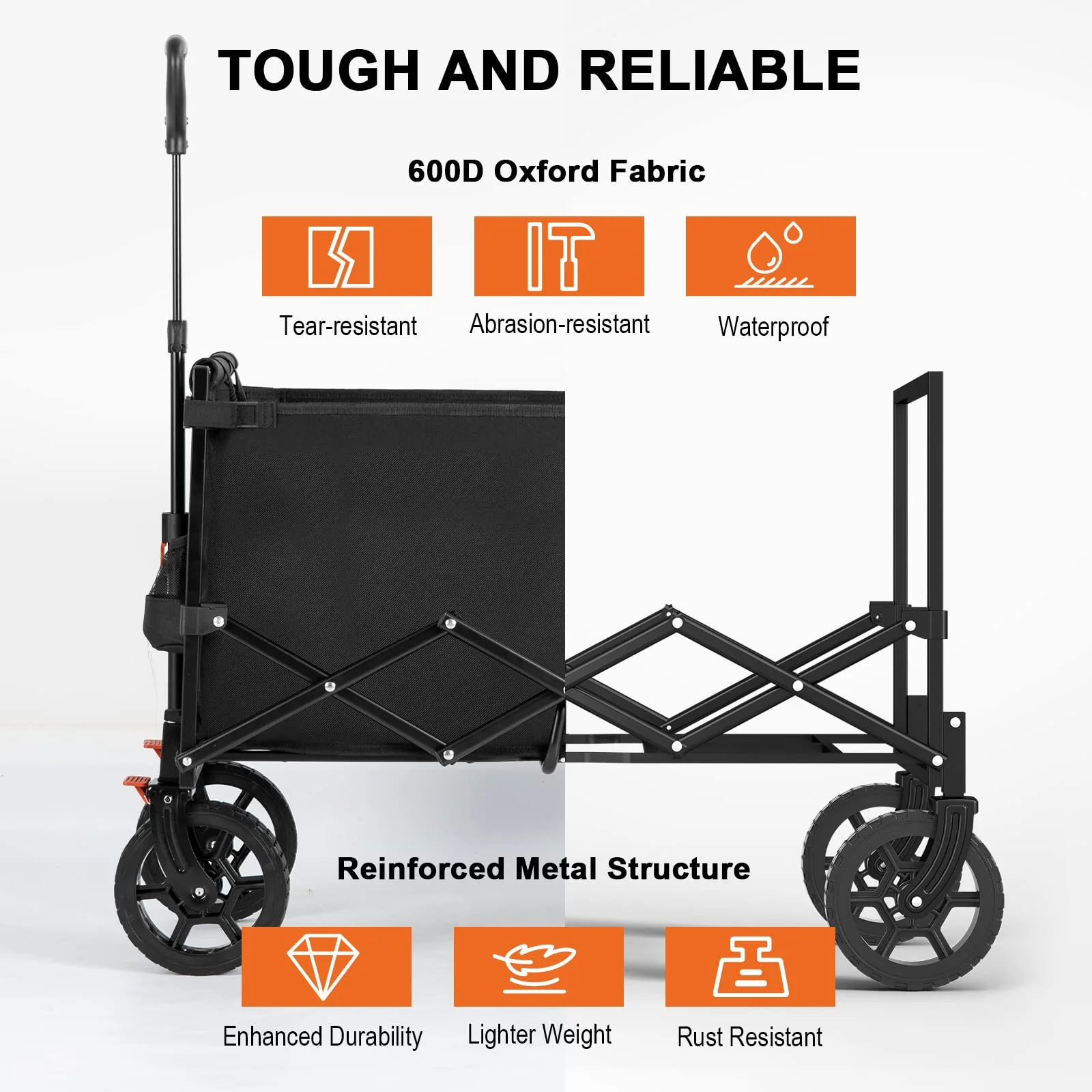 Navatiee Wagon Cart Heavy Duty Foldable. Collapsible Wagon