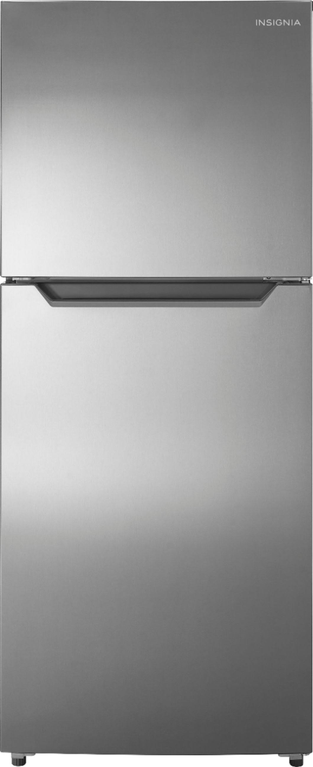 Insignia - 10 Cu. ft. Top-Freezer Refrigerator with Reversible Door - Stainless Steel Look