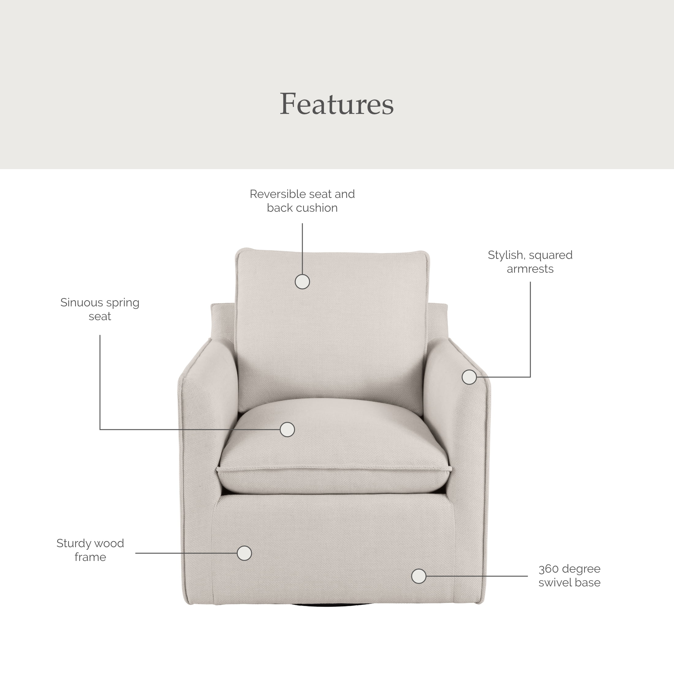 My Texas House Briar 2 Accent Chairs & 1 Sofa, Bundle Cream Linen