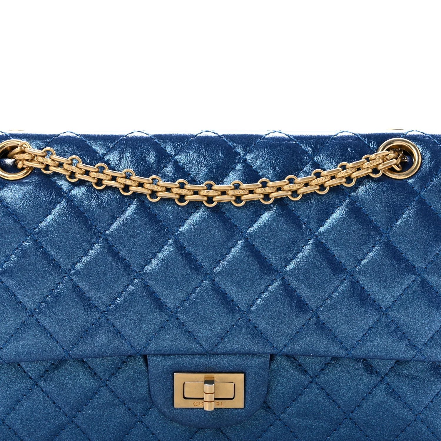 Metallic Calfskin Quilted 2.55 Reissue 225 Flap Blue