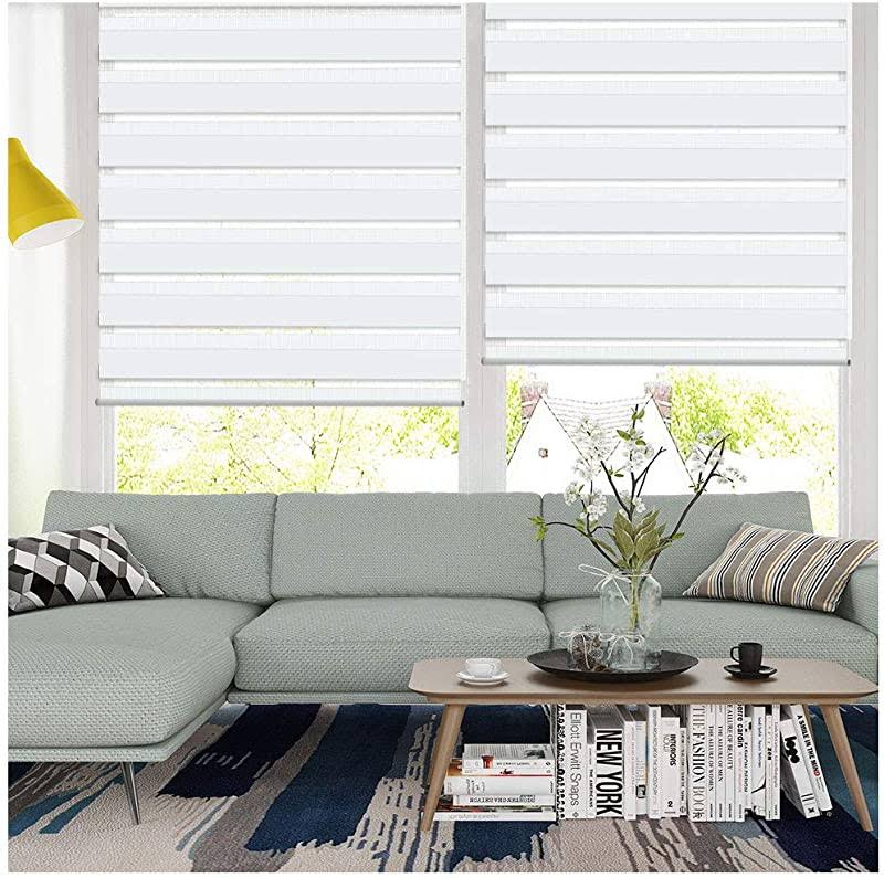 Luckup Horizontal Window Shade Blind Zebra Dual Roller Blinds Day and Night Blinds Curtains,Easy to Install 35.4