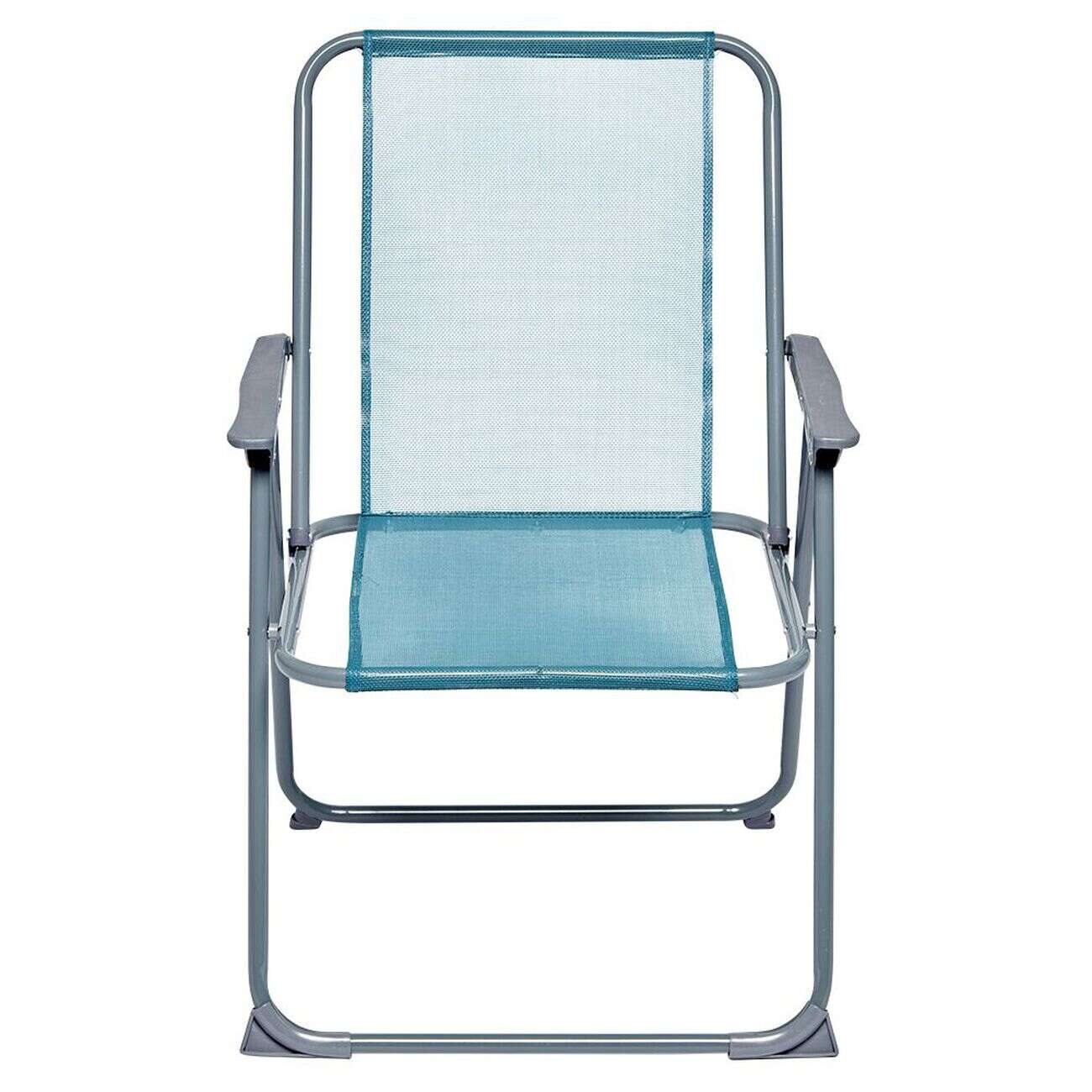 Fauteuil de camping pliant métal et textilène bleu