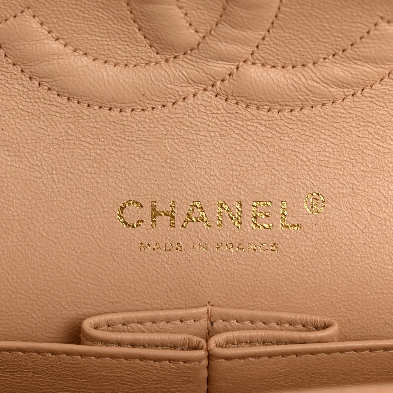 Caviar Quilted Medium Double Flap Beige Clair