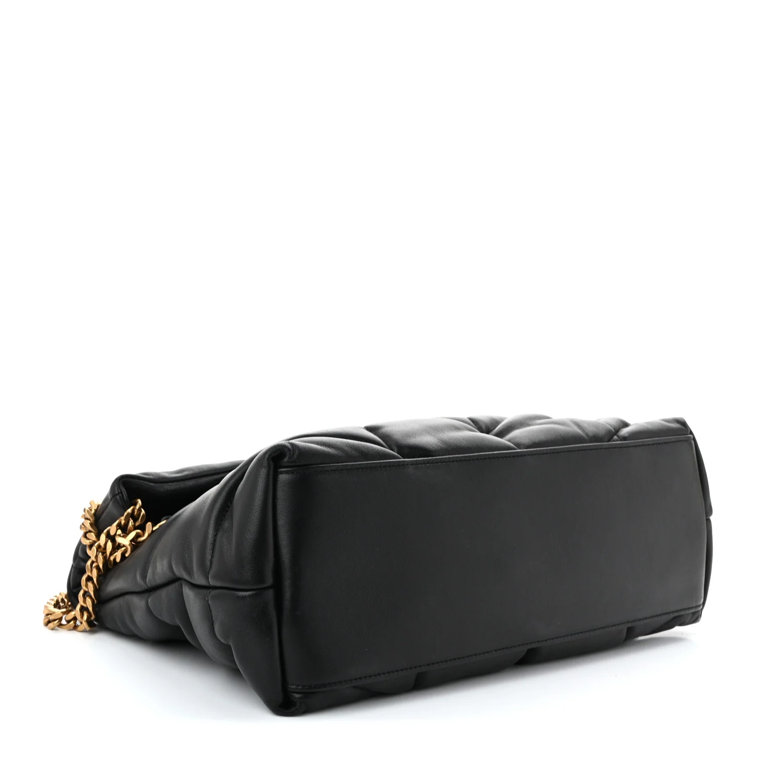 Lambskin Quilted Medium Loulou Puffer Monogram Chain Satchel Black