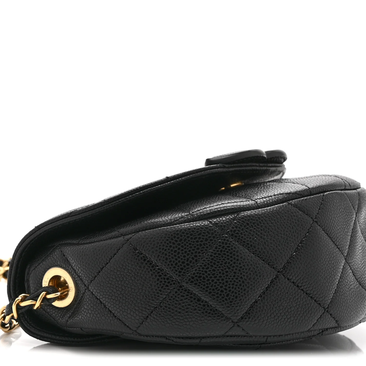 Caviar Quilted Mini Messenger Flap Black