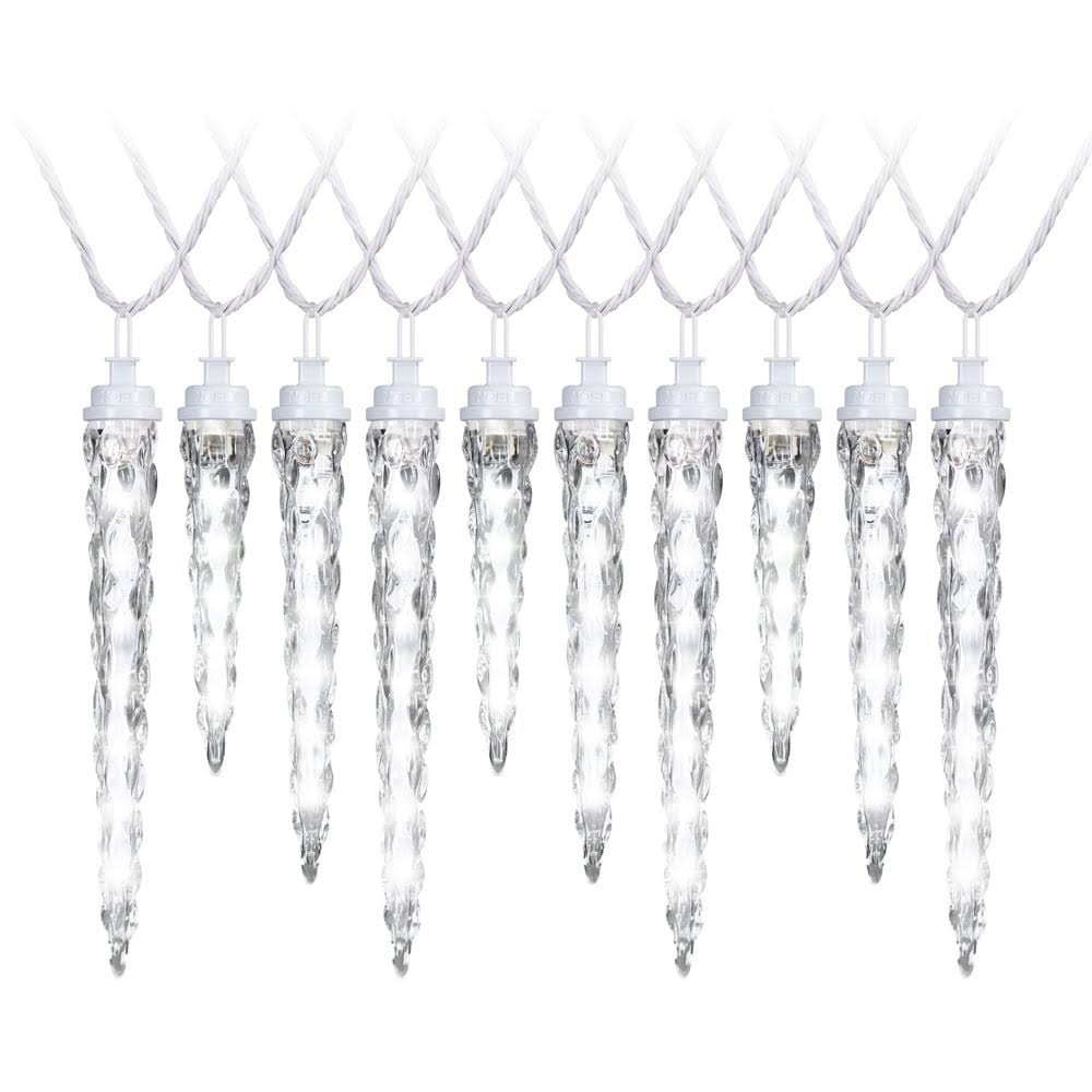 Gemmy Lightshow 61-Count Shooting Star White Icicle LED Plug-In Christmas Icicle Lights | 883108