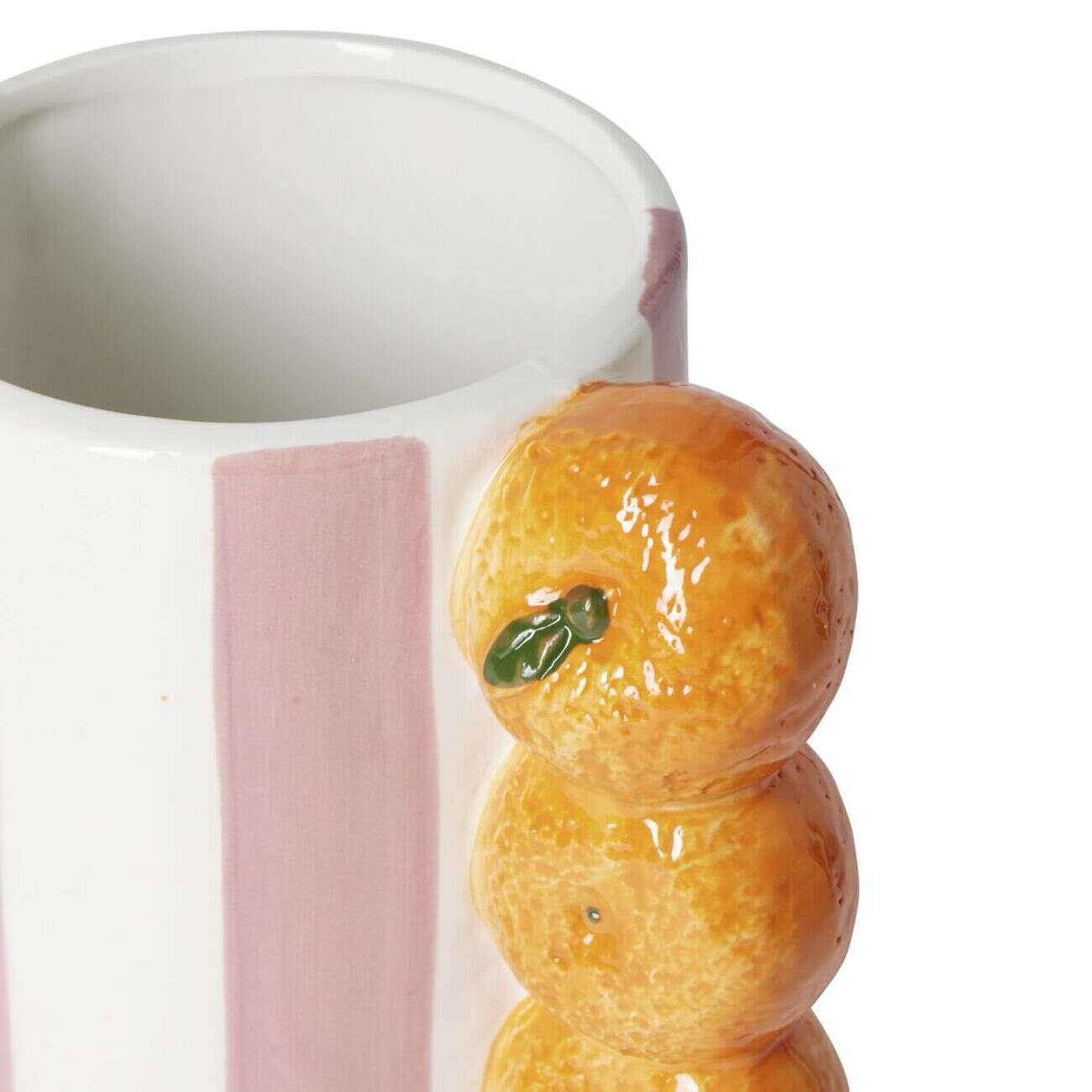 Vase bayadère céramique rayures colorées anse fruits Ø10xH20cm