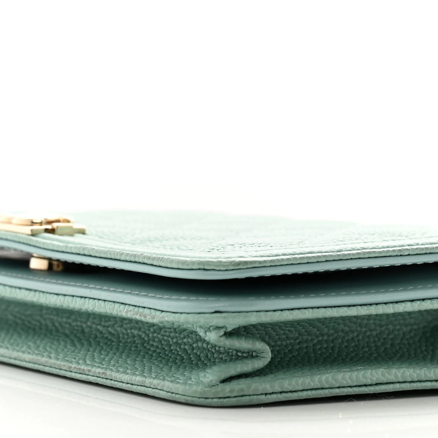 Caviar Quilted Boy Wallet On Chain WOC Light Blue