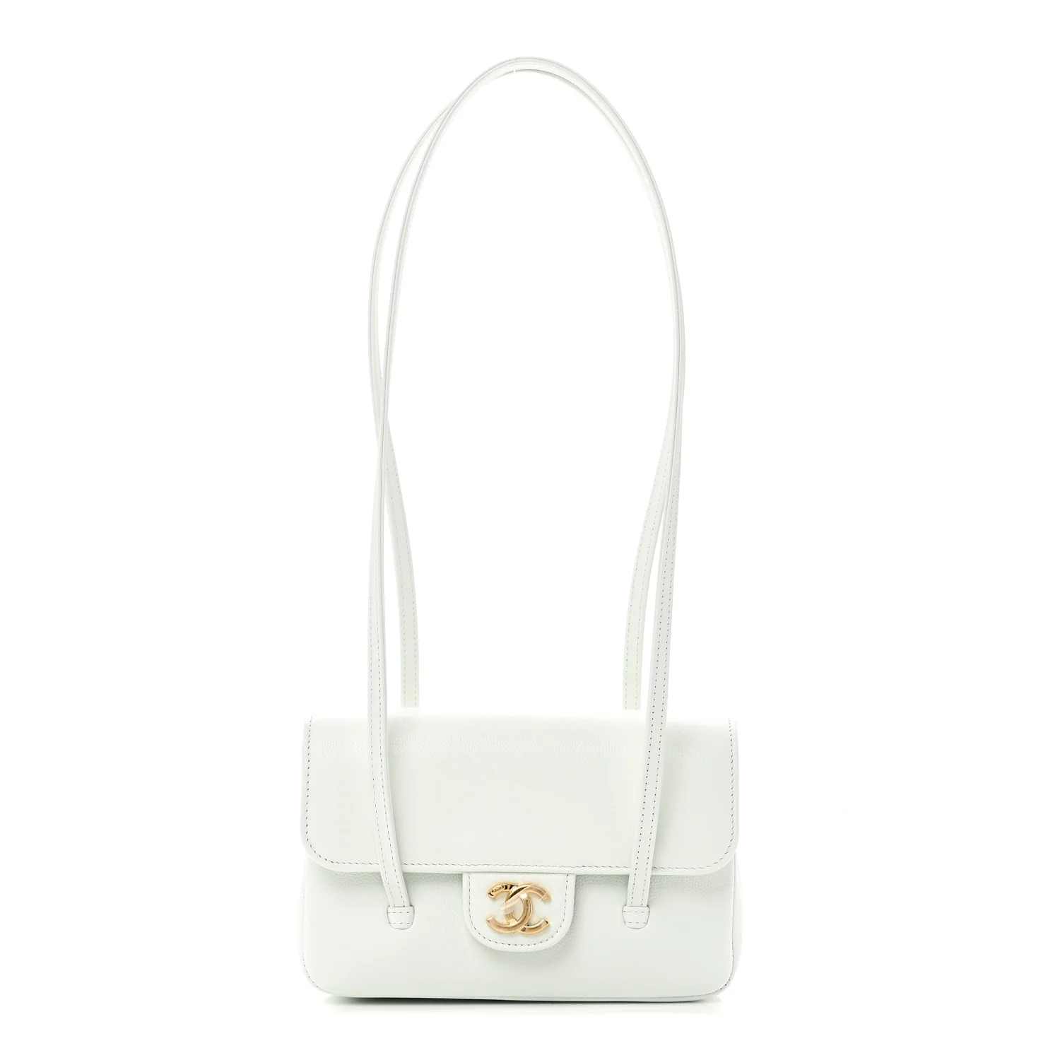 Shiny Caviar Mini Preppy Coco Shoulder Bag Light Blue