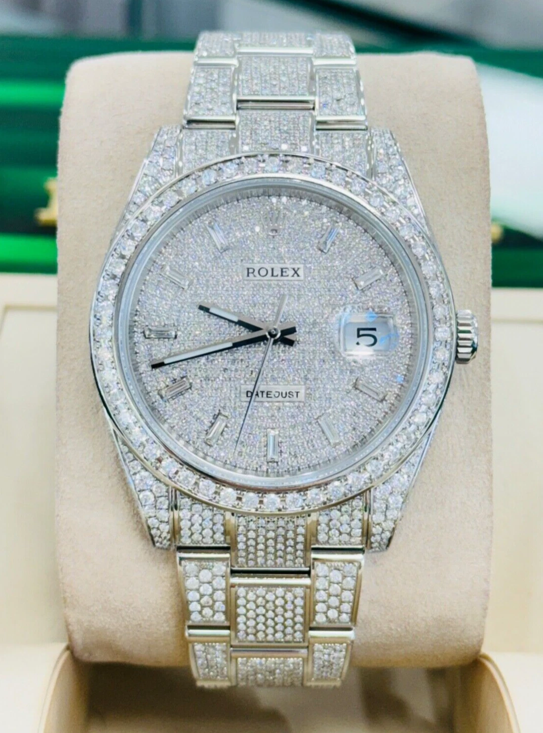 Rolex Datejust 41 126300 Fully Custom Diamond Pave Rectangular Dial