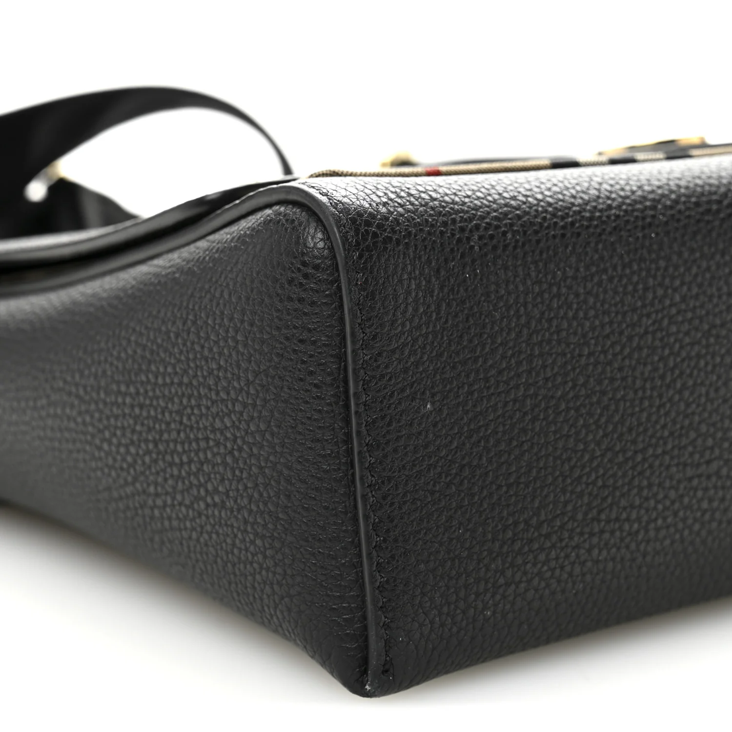 Coated Canvas Calfskin Vintage Check Medium Note Crossbody Bag Black