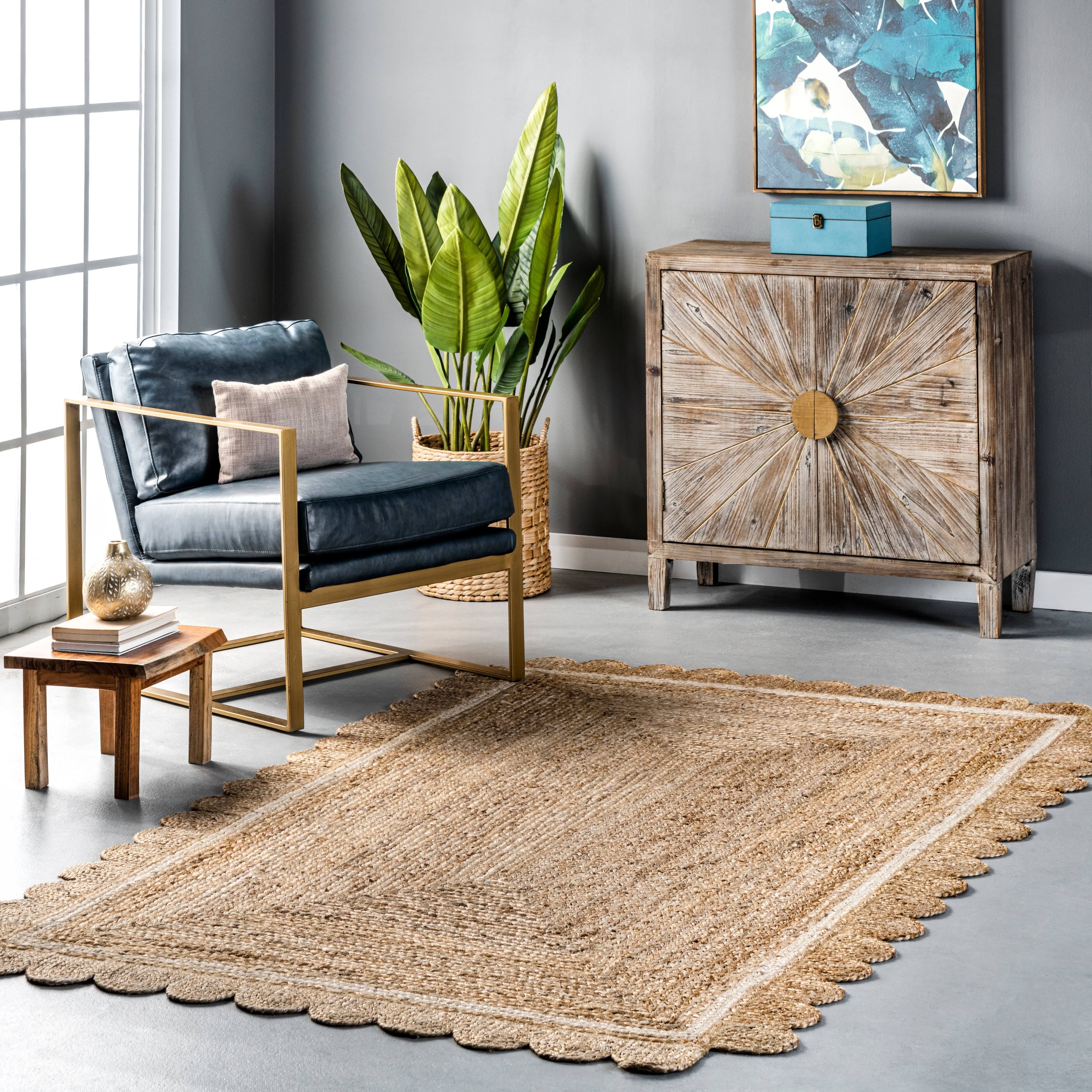 nuLOOM Tera Petals Braided Jute Area Rug - Ivory 4' x 6'