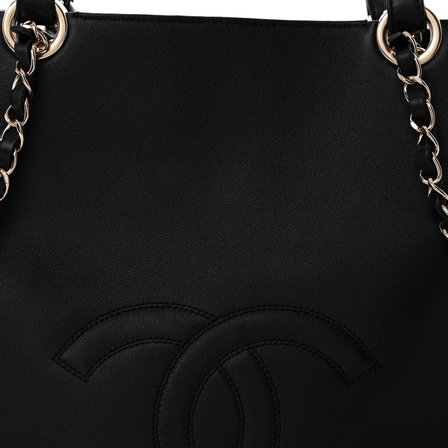 Calfskin CC Zipped Shopping Tote Black