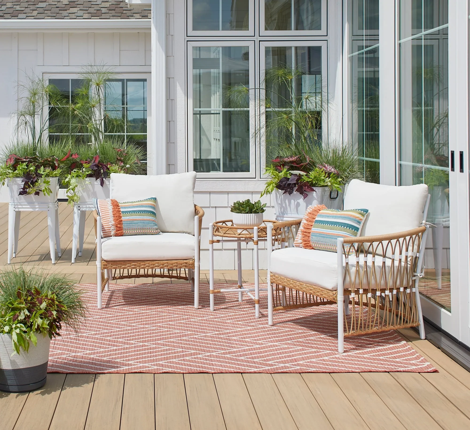 Better Homes & Gardens Lilah Outdoor Wicker 3-Piece Stationary Chat Set, Off-White