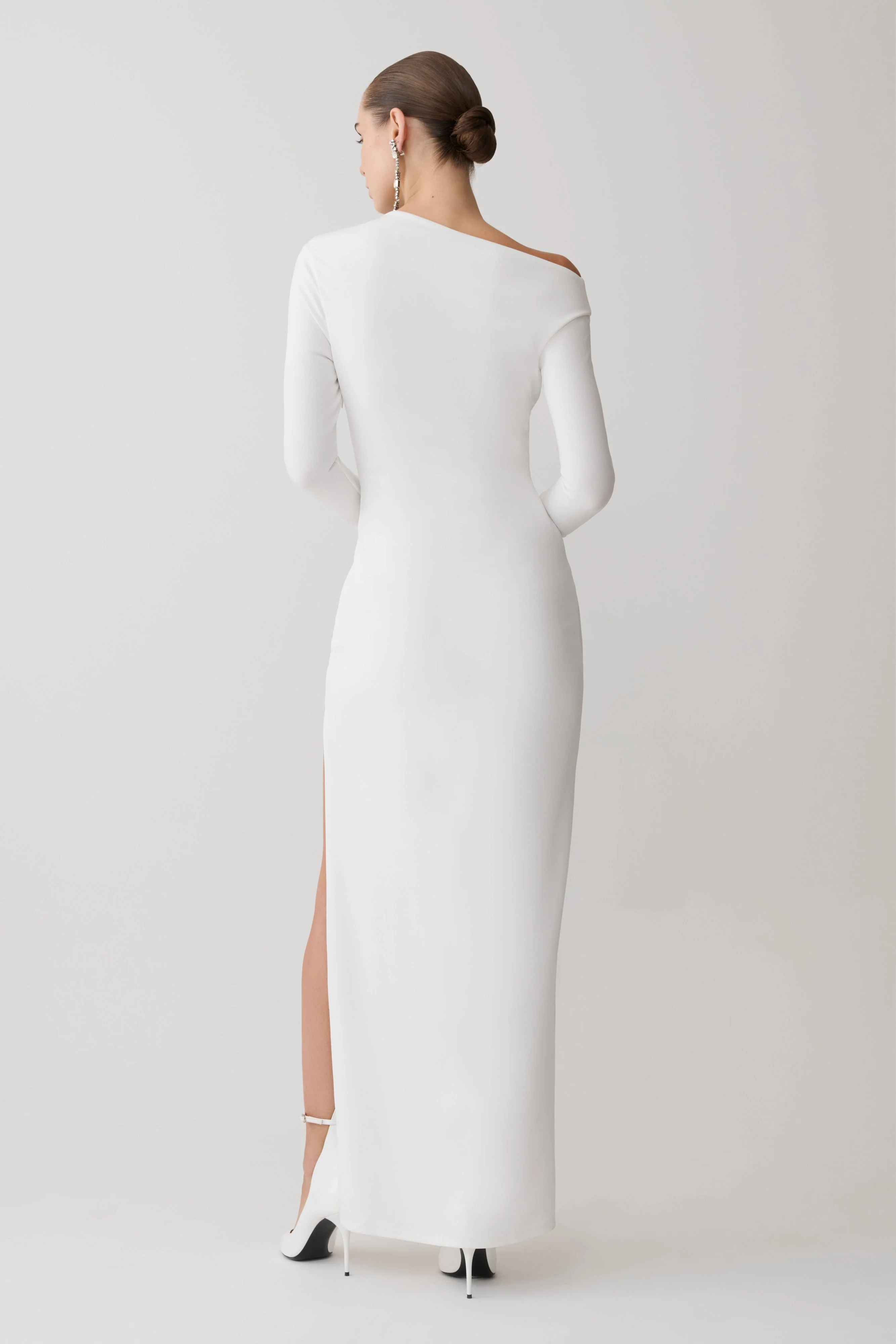 Thalyn Crepe Maxi Dress With Split - White