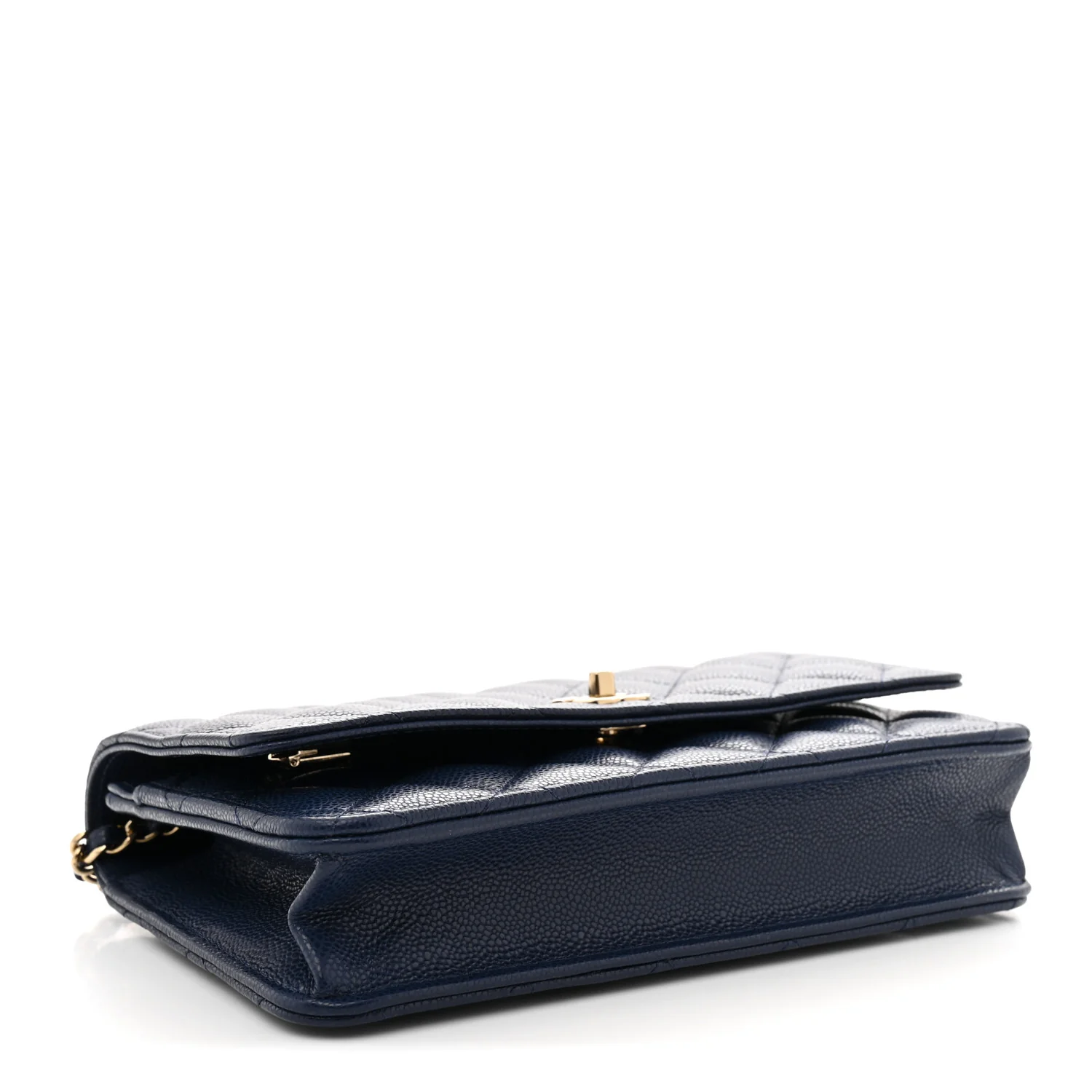 Caviar Quilted CC Turnlock Wallet On Chain WOC Navy Blue