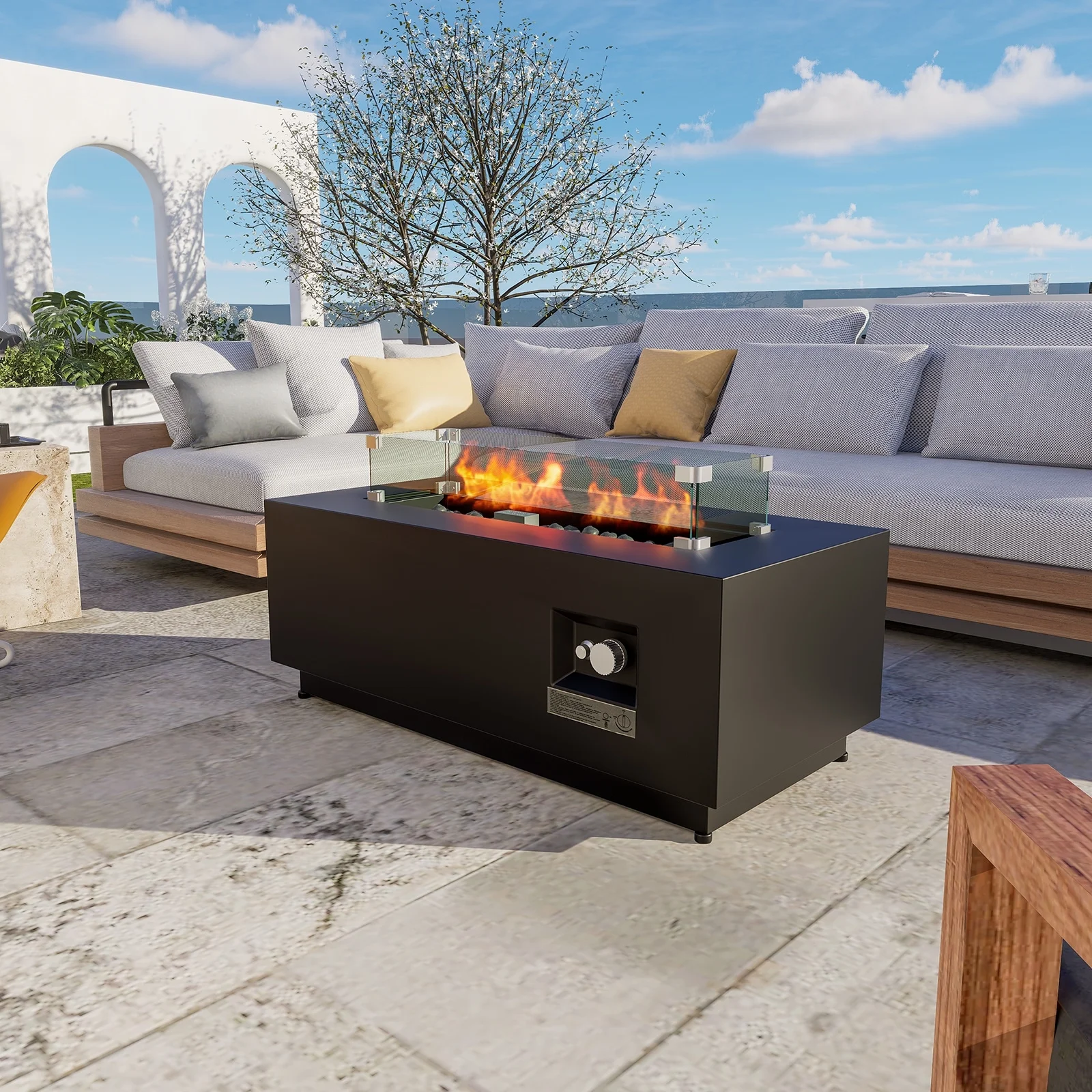 Living Source International LSI 42" Steel Propane/Natural Gas Fire Pit Black(Black)