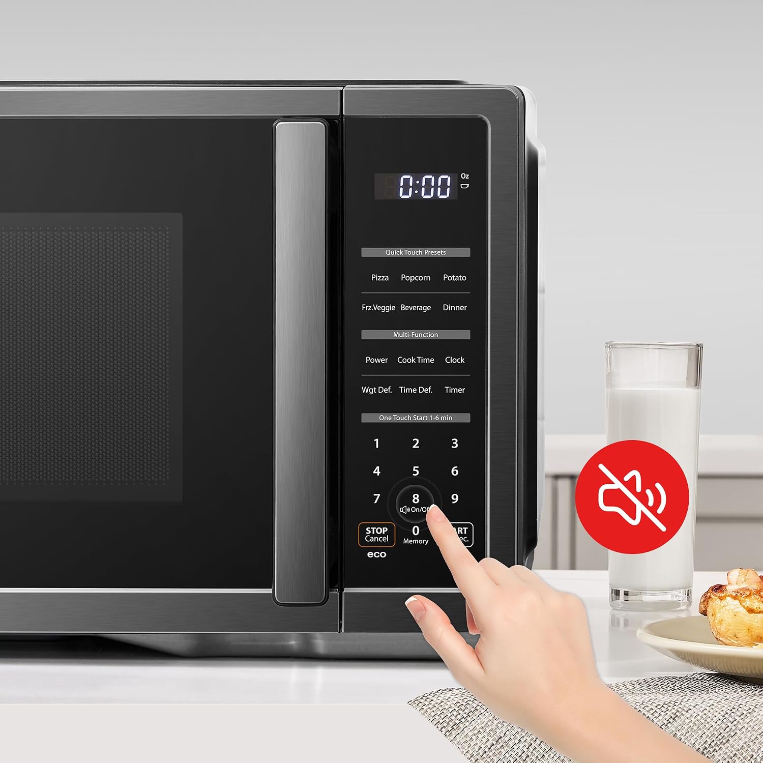 TOSHIBA Countertop Microwave Oven, 0.9 Cu.Ft, 900W, Black Stainless Steel