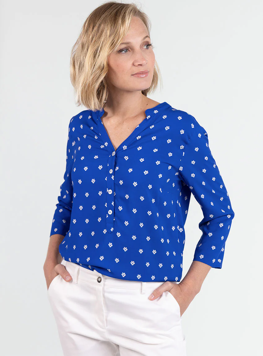Blouse femme en viscose bleu mer
