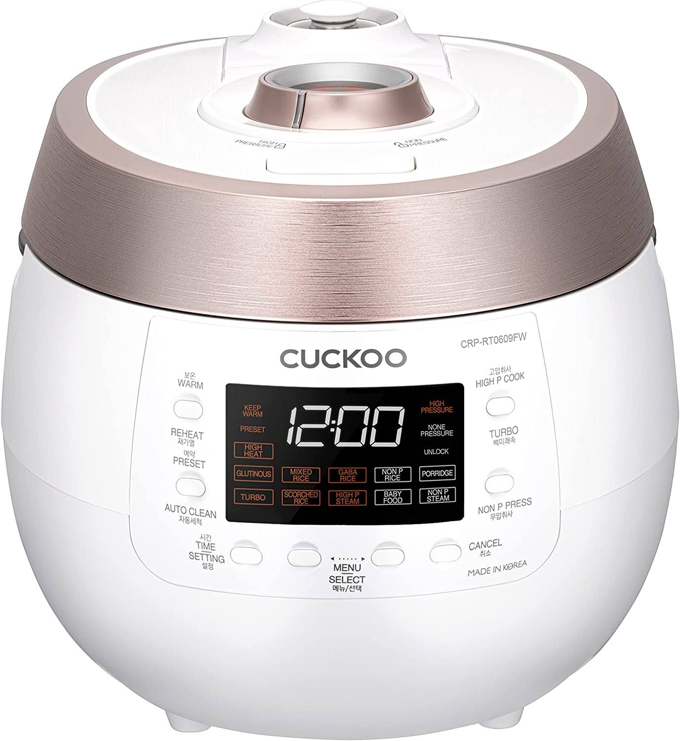 Cuckoo CRP-RT0609FW 6 Cup Twin Pressure Plate Rice Cooker &a; Warmer W