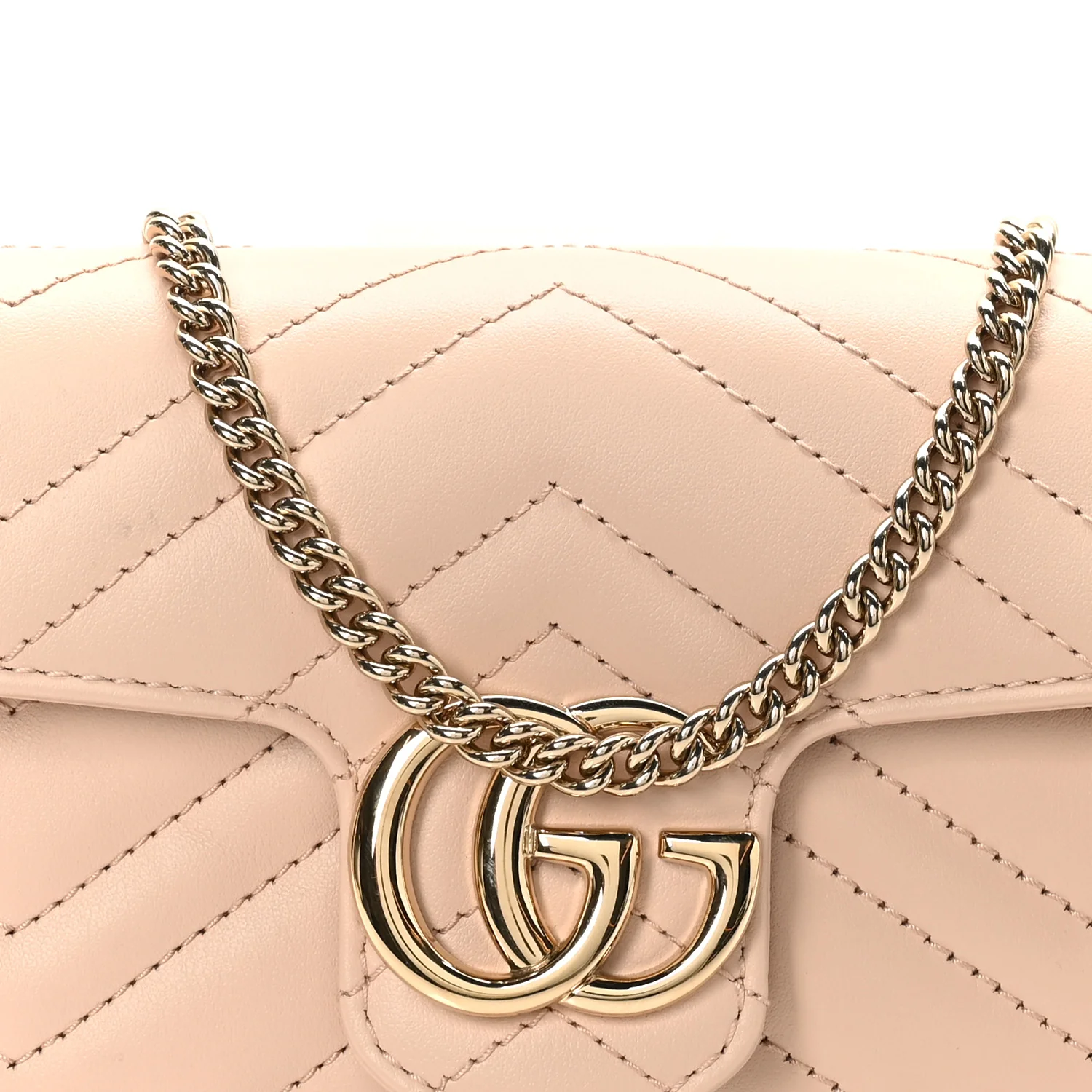 Calfskin Matelasse Super Mini GG Marmont Shoulder Bag Porcelain Rose