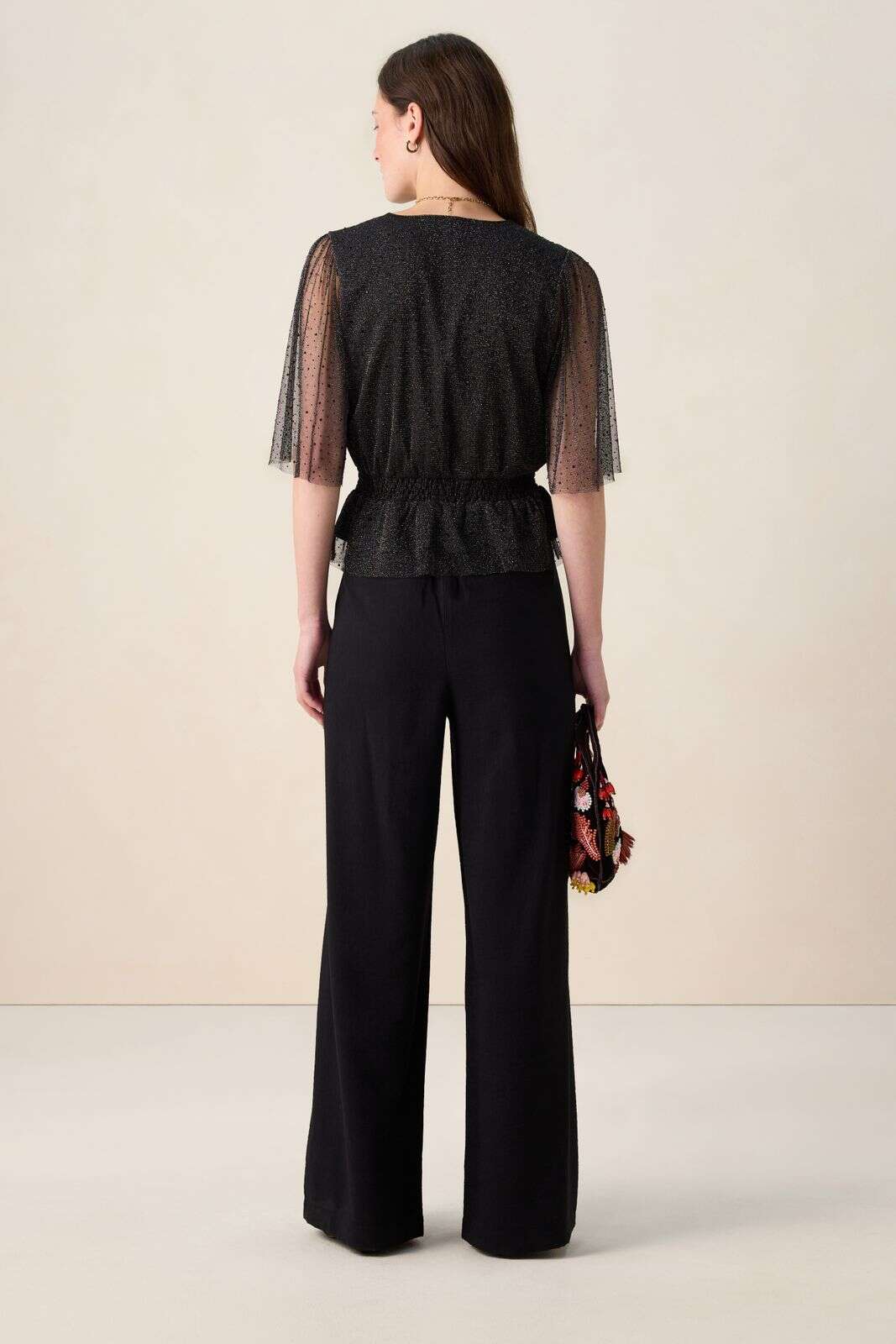 Zwarte high waist wide leg broek