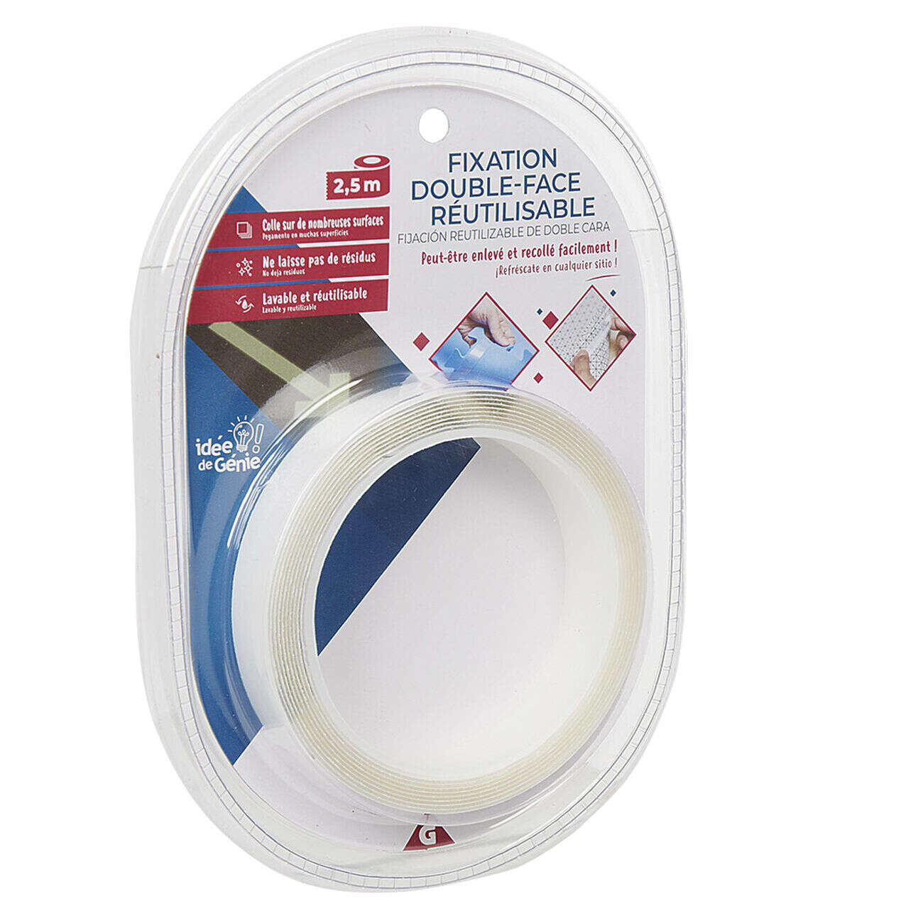 Adhésif double face réutilisable 2,5 m
