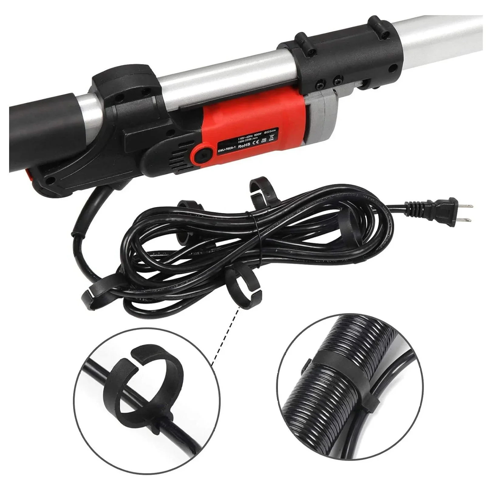 Electric Drywall Sander 800w Adjustable Variable 6 Speed Disc Sander w/ 6 Sand Pads, 1000-2000RPM