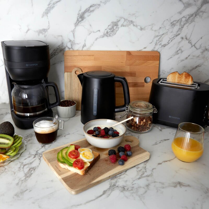 Frokostsett inkl vannkoker,brødrister og kaffetrakter svart
