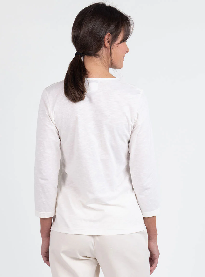 Tee-shirt femme en coton blanc crème