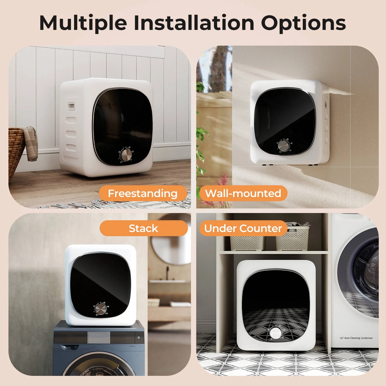 800W Electric 1.5 cu.ft Compact Drying Machine with Stainless Steel Tub 5 Modes - Image 6