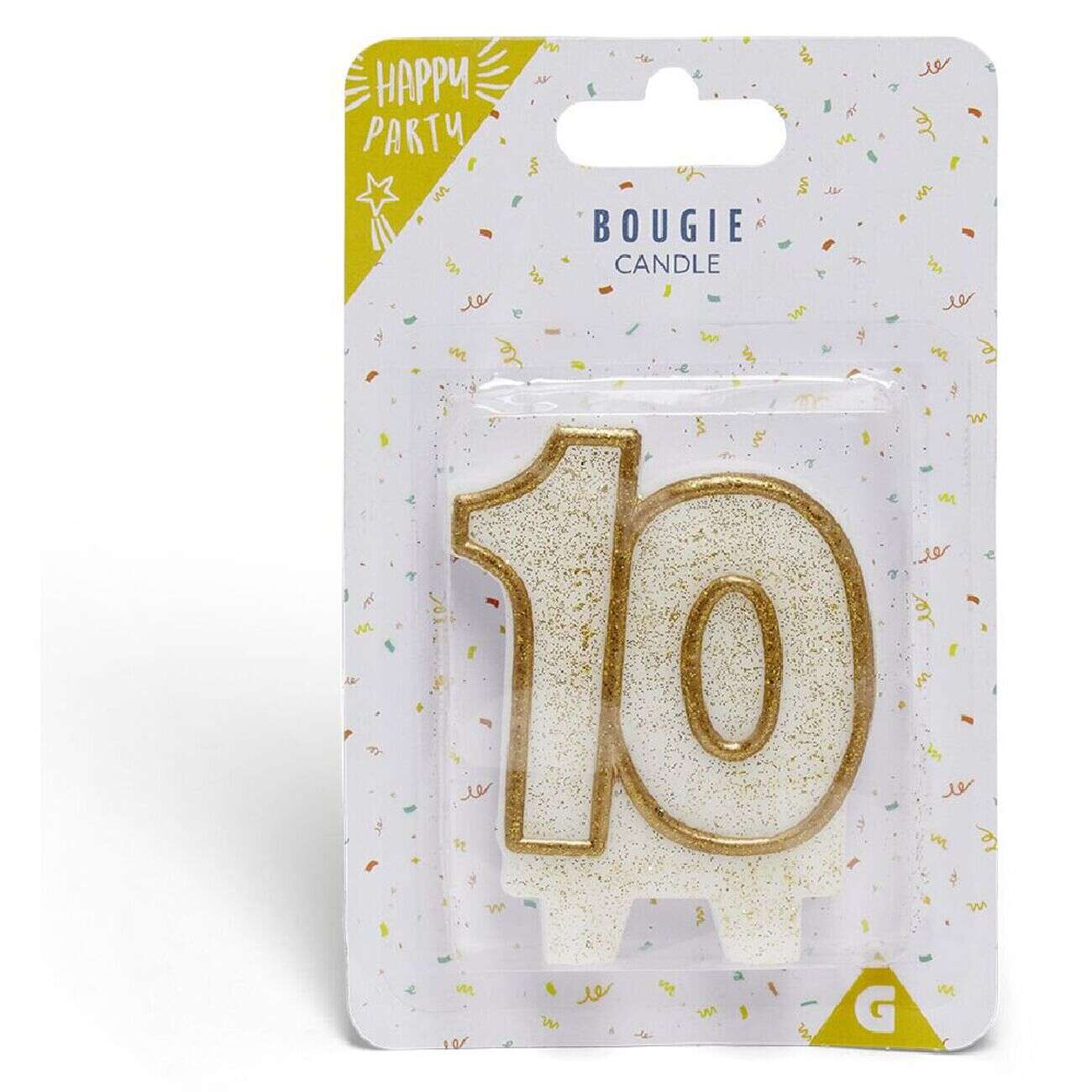 Bougie anniversaire chiffre 10 doré