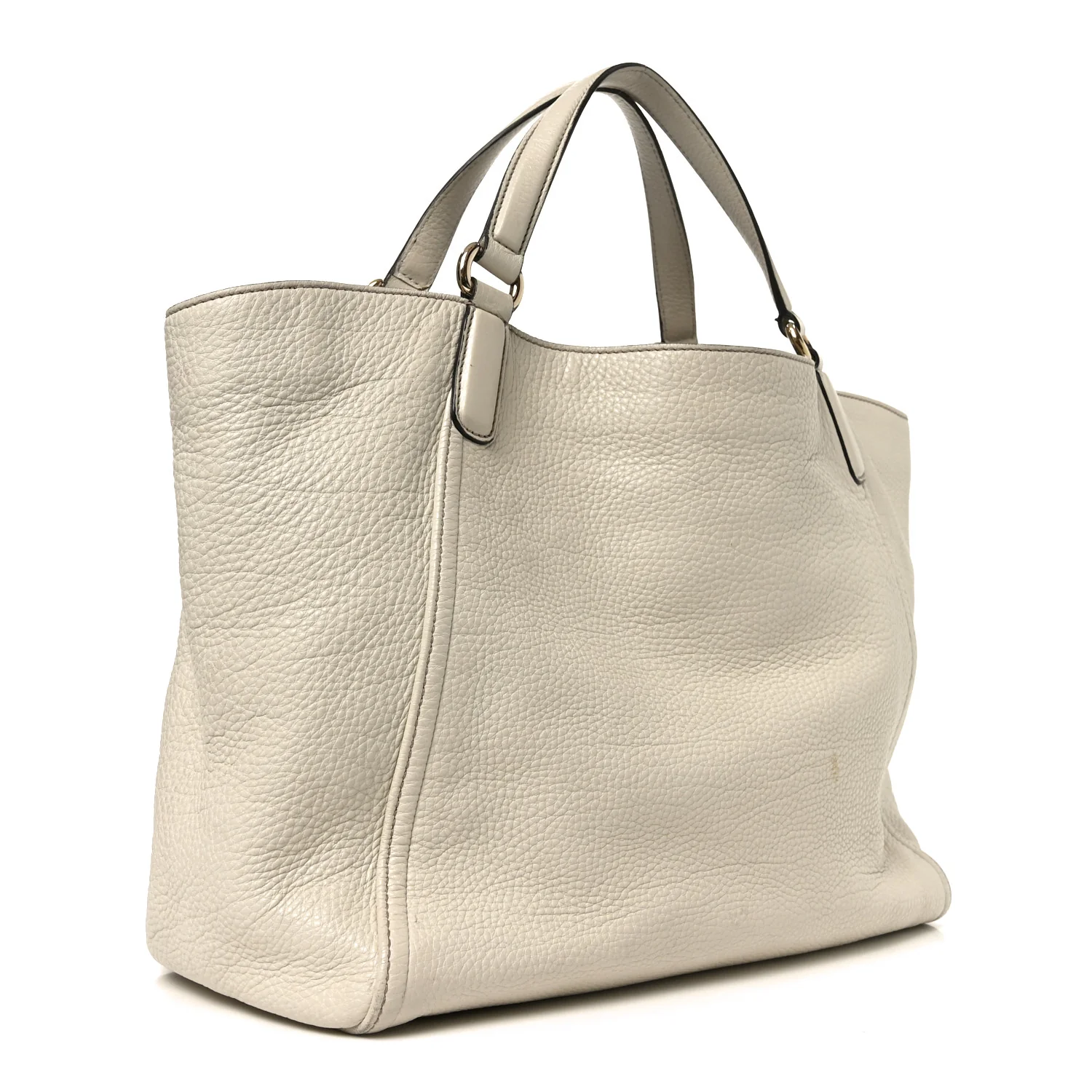 Pebbled Calfskin Medium Soho Shoulder Bag Off White
