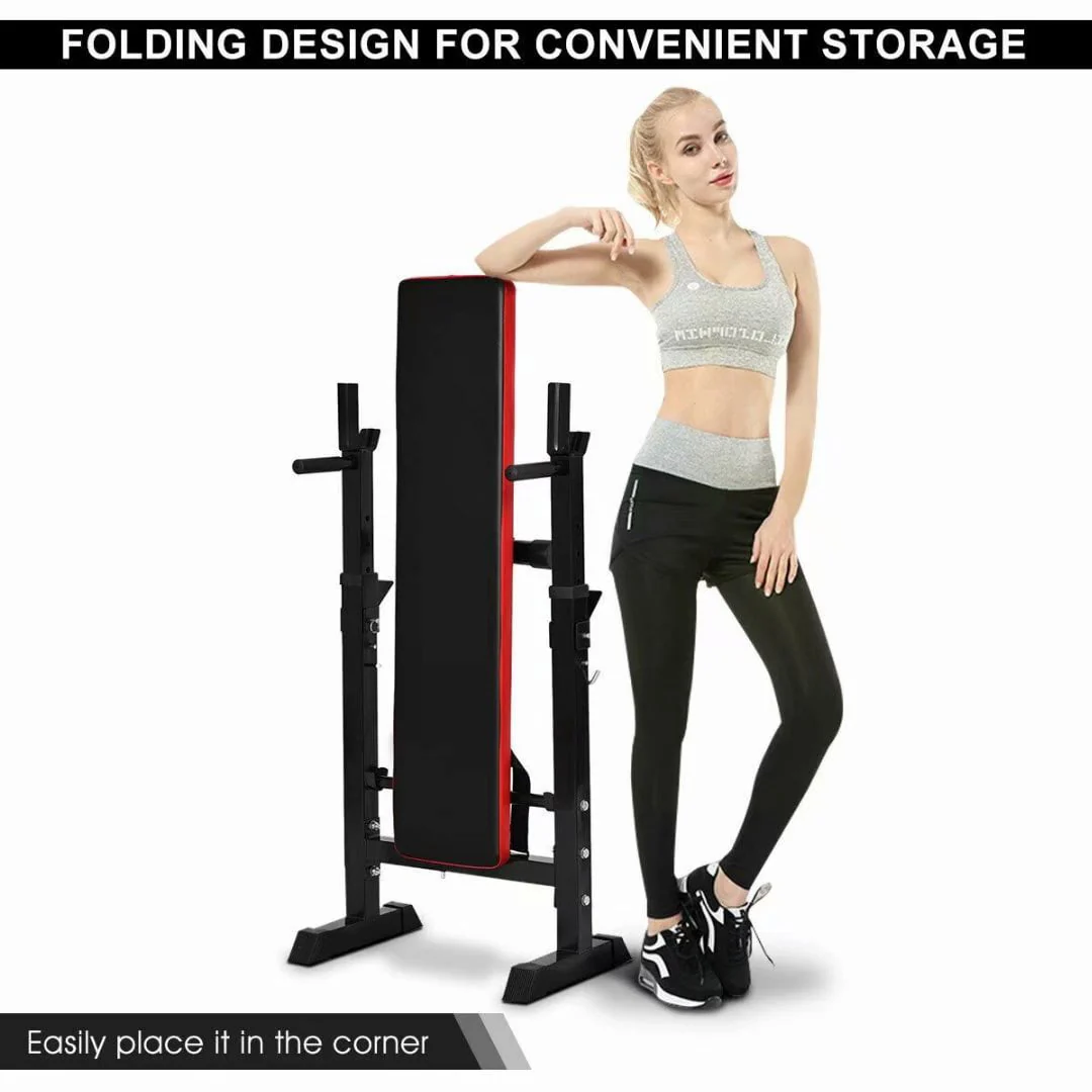 SUGIFT Adjustable Weight Bench with 330 lb. Black/Red
