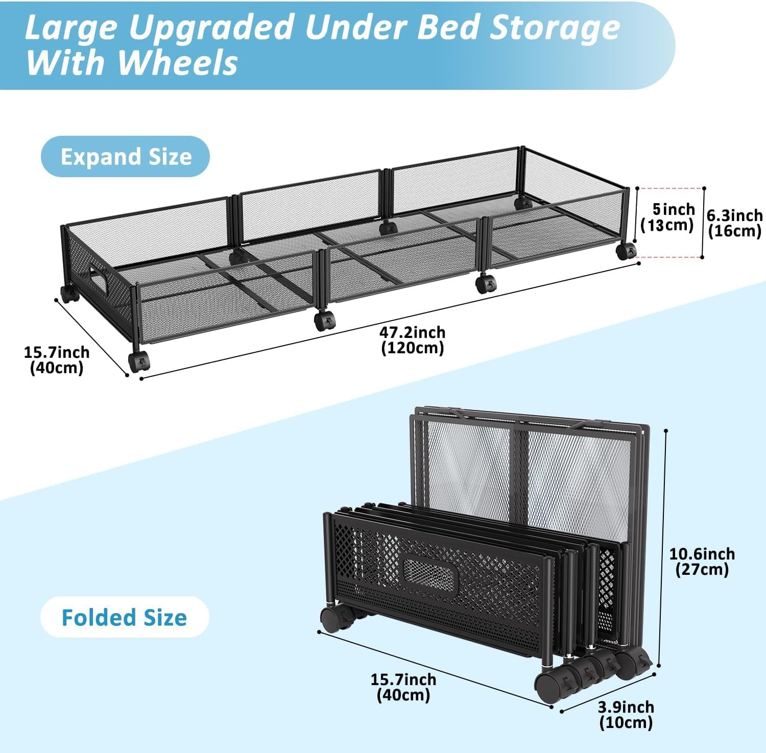 Under Bed Storage with Wheels 47.2