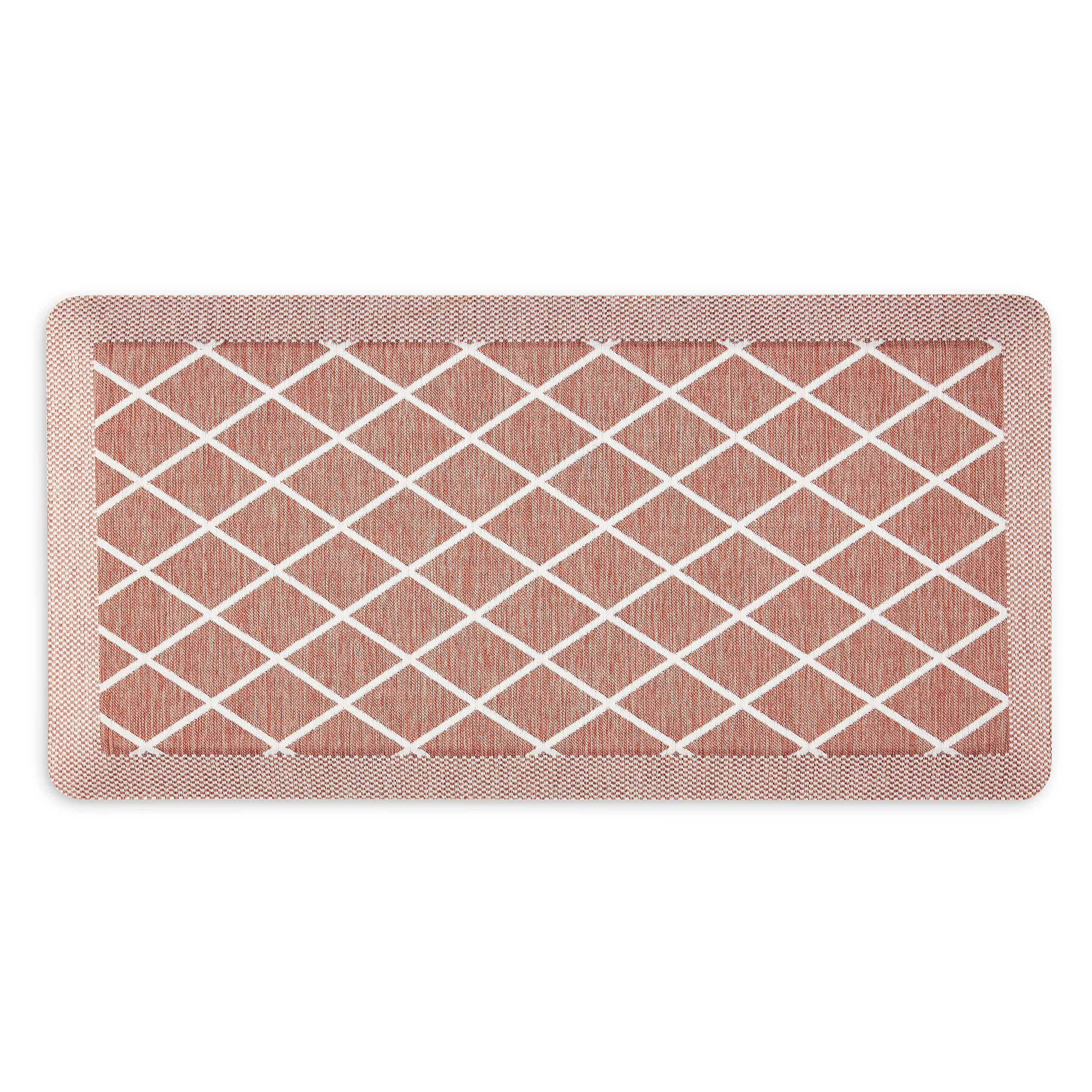 Martha Stewart Miles Red 19.6 in. x 39 in. Trellis Air Mat Kitchen Mat