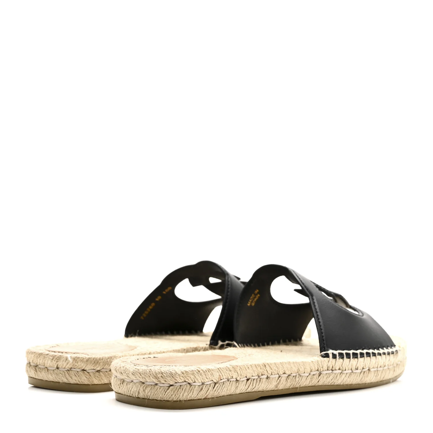 Cosmos Softy Calfskin Espadrille Mens Interlocking G Cut Out Slide Sandals 10 Black