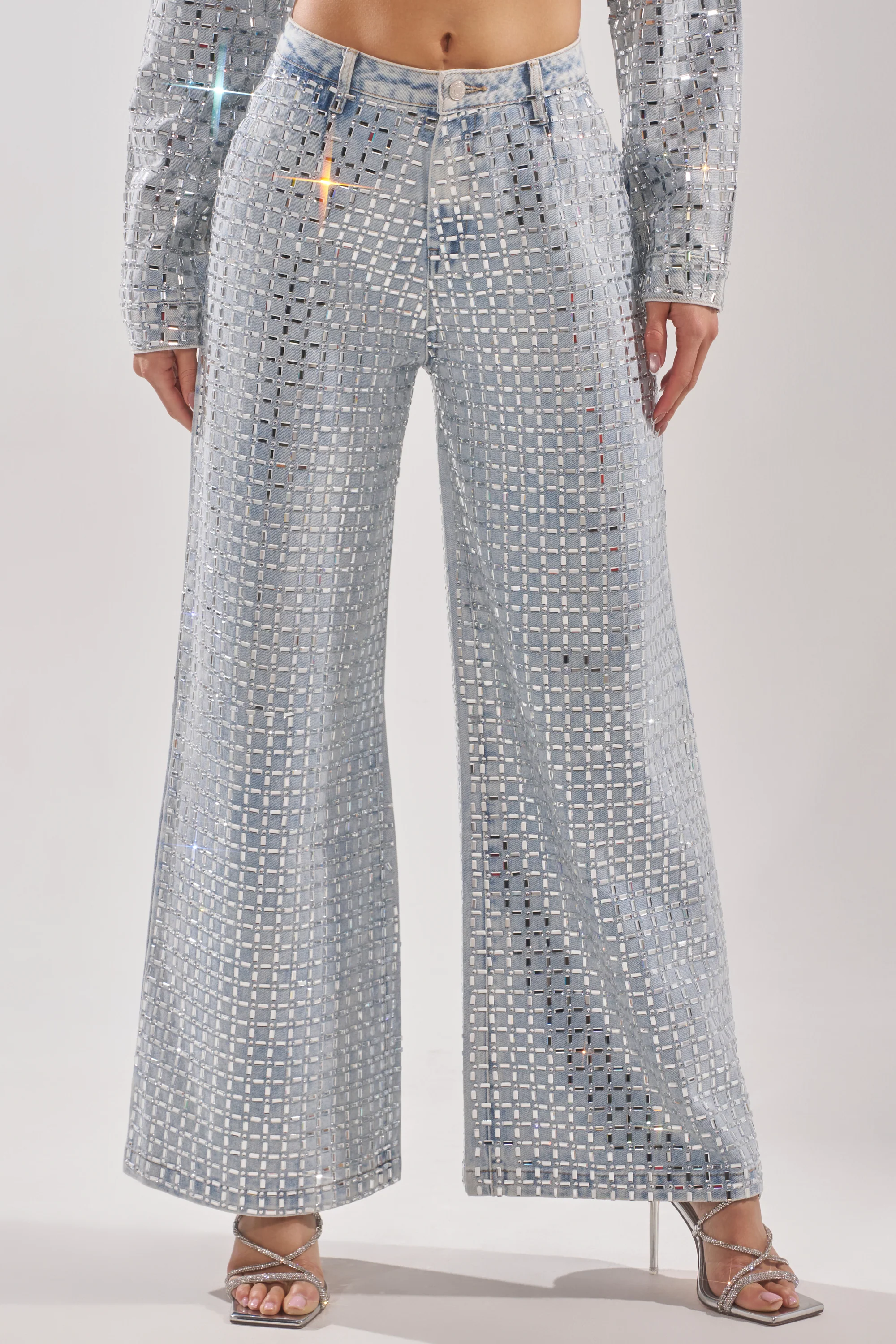 PICK N CHOOSE RHINESTONE WIDE LEG DENIM - Akira Store