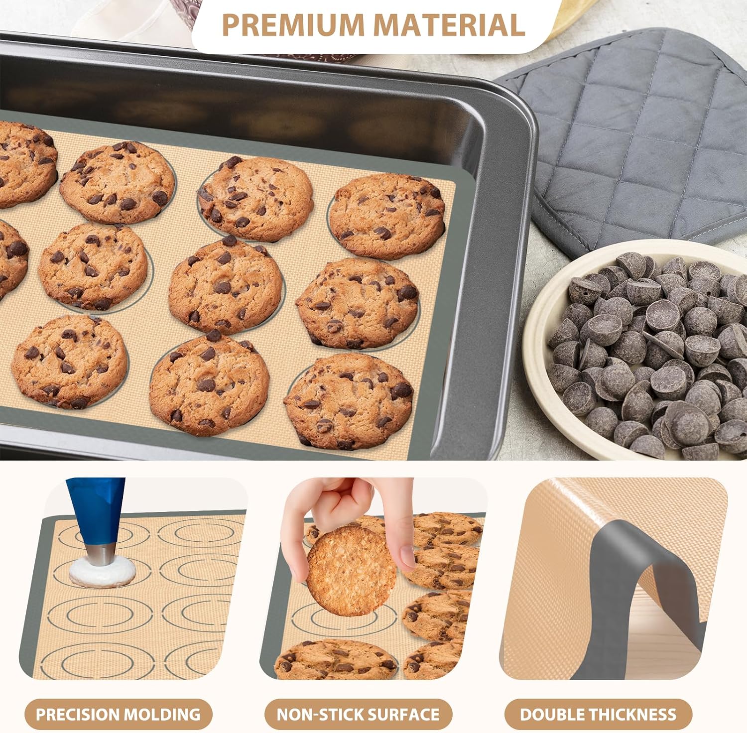 Koolstoffs Silicone Baking Mat Set of 4, Nonstick and Reusable