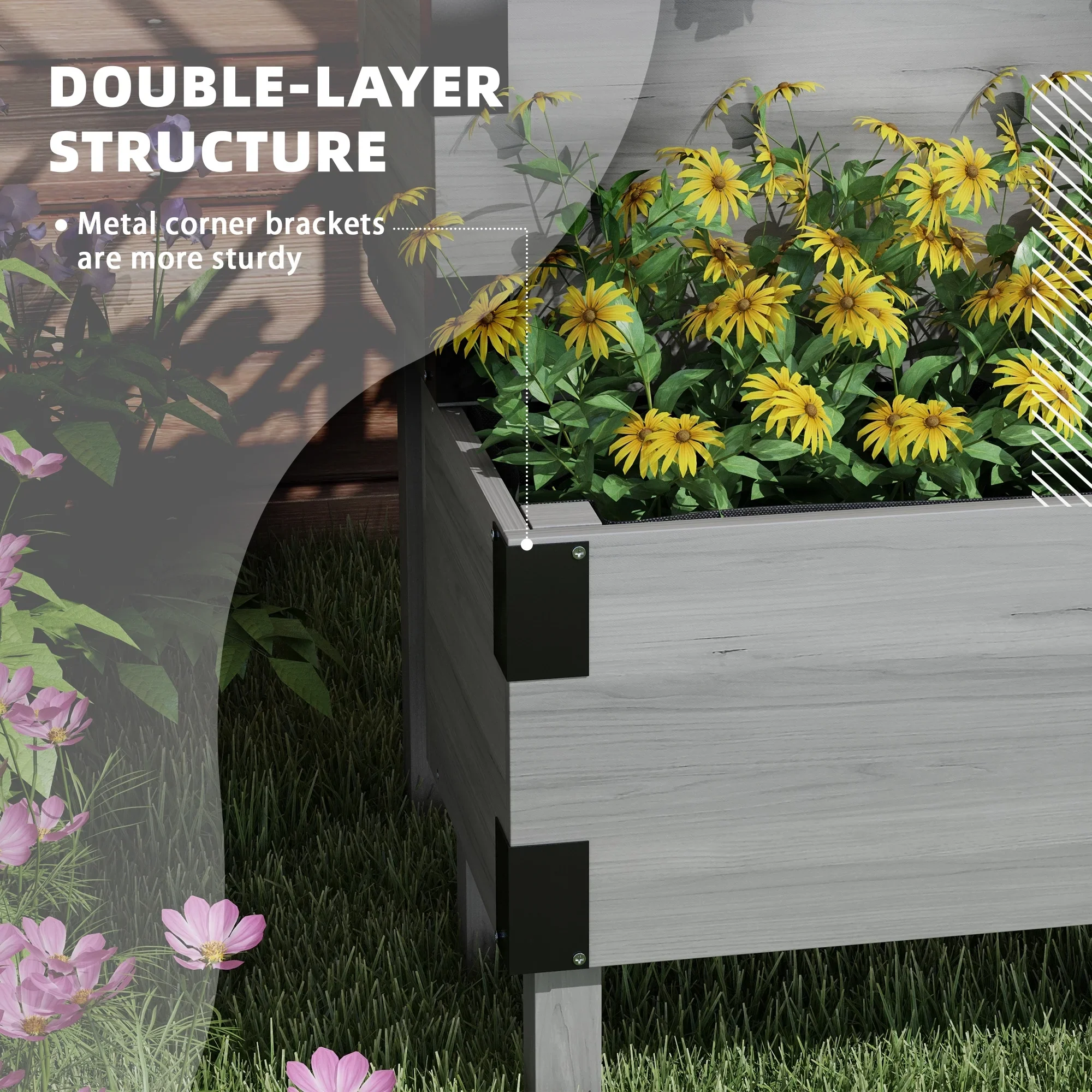 Outsunny 2 Tier Trellis Planter, 47.2�?x 15.7�?x 31.5�? Natural, Wood Garden Planter Box