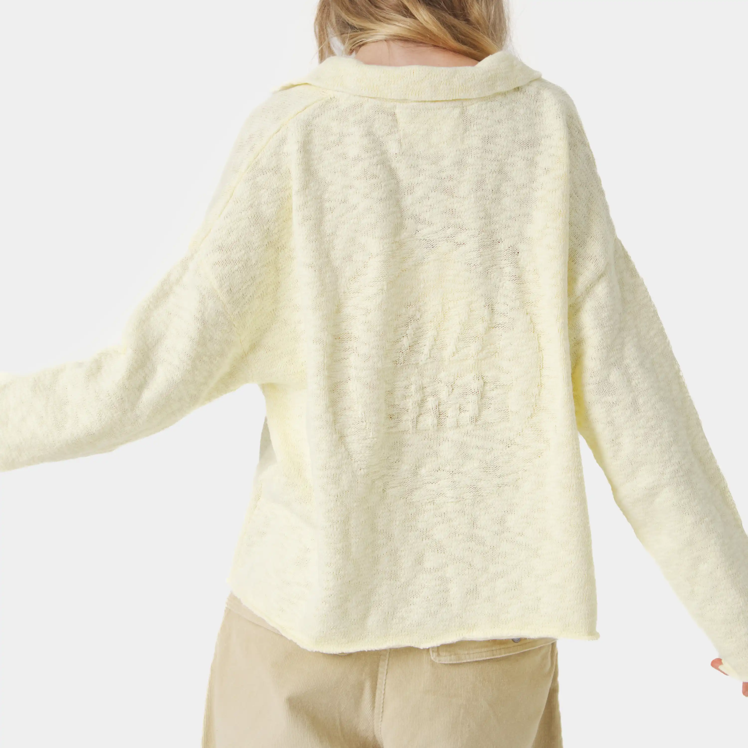 Kiff Off Sand Distressed Knit Polo