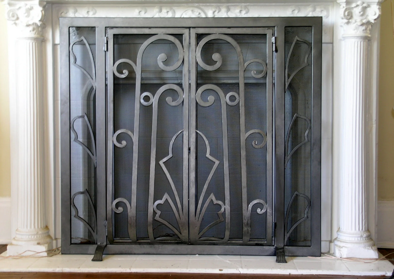 Floral Deco Fireplace Screen Door - TA Screen Specialist, Inc.