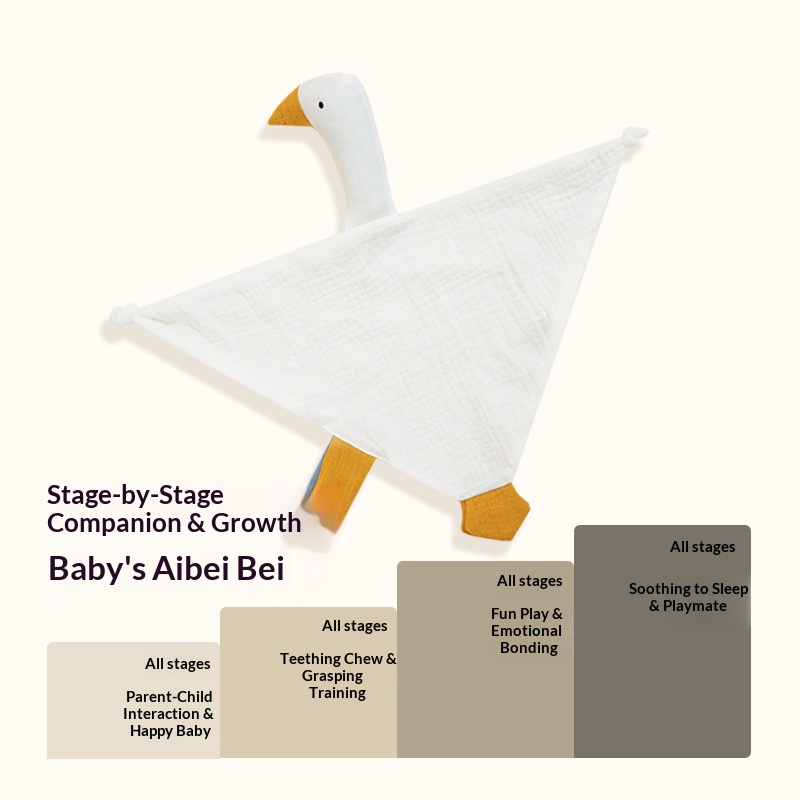 Nordic White Baby Swan Comfort Blanket Safe Dual-Layer Cotton Gauze Teething Chew Grasping Training Comfort Towel Home Newborn