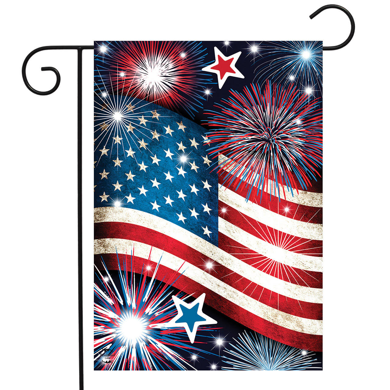 Briarwood Lane Stars and Stripes Patriotic Garden Flag Fireworks 12.5
