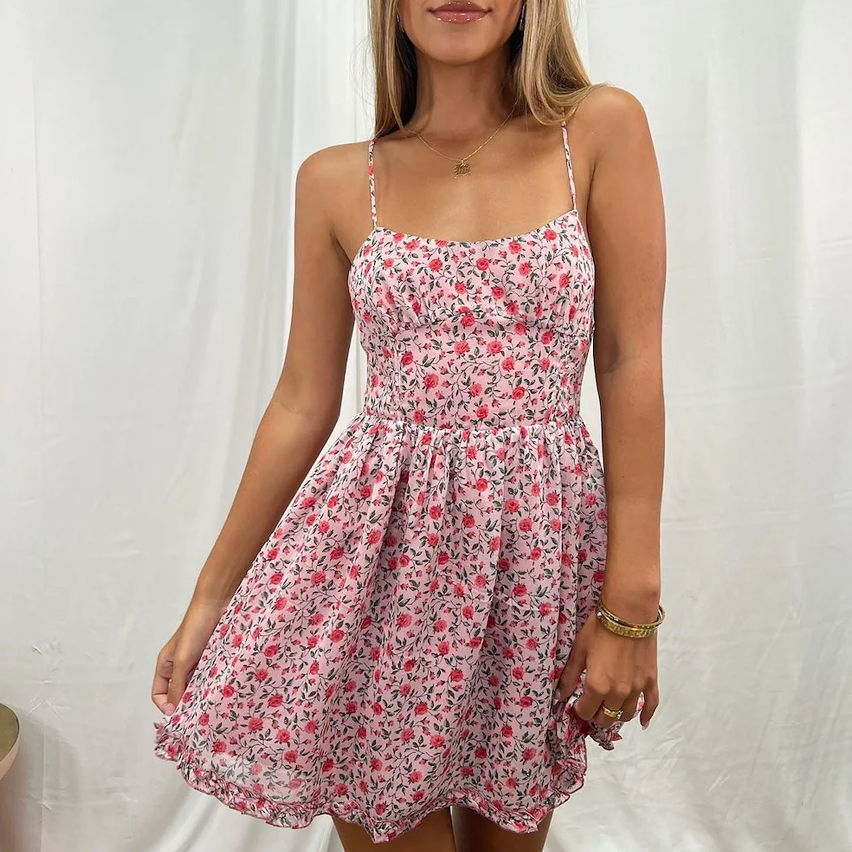 Robe nuisette mini à fleurs naturelles